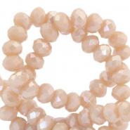 Facet kralen top quality disc 6x4mm Silk beige peach-pearl shine coating