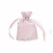 Satijnen sieradenzakje with strass Mauve purple-silver