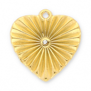 Bedels van Stainless steel Roestvrij staal (RVS) heart with strass Gold-transparent