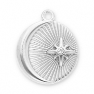 Bedels van Stainless steel Roestvrij staal (RVS) moon and star with strass Silver-transparent