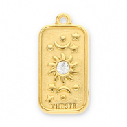 Bedels van Stainless steel Roestvrij staal (RVS) sun, moon and stars with strass Gold-transparent