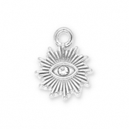 Bedels van Stainless steel Roestvrij staal (RVS) sun Eye of Providence with strass Silver-transparent