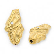 Kralen van Stainless steel Roestvrij staal (RVS) irregular with strass Gold-transparent