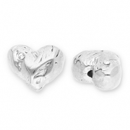 Kralen van Stainless steel Roestvrij staal (RVS) heart with strass Silver-transparent
