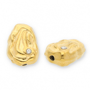 Kralen van Stainless steel Roestvrij staal (RVS) oval with strass Gold-transparent