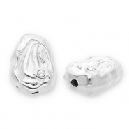 Kralen van Stainless steel Roestvrij staal (RVS) oval with strass Silver-transparent