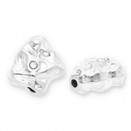 Kralen van Stainless steel Roestvrij staal (RVS) irregular with strass Silver-transparent