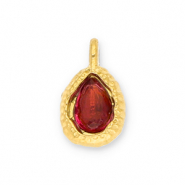 Bedels van Stainless steel Roestvrij staal (RVS) drop with facet Gold-red