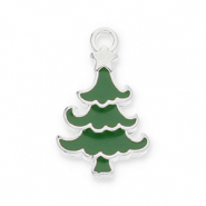 Metaal bedels DQ Christmas tree Antiek zilver-dark green (Nikkelvrij)