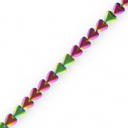 Kralen van hematite heart Purple-green-AB coating