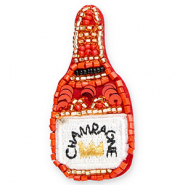 Broches bottle champagne Red-white-gold