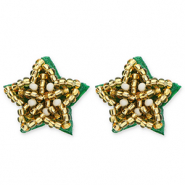 Musthave oorbellen / oorstekers star Gold-white-green