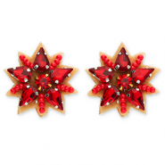 Musthave oorbellen / oorstekers star Red-silver-brown