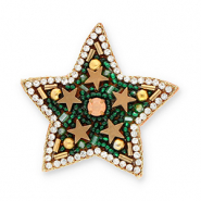 Broches star Green-crystal-brown