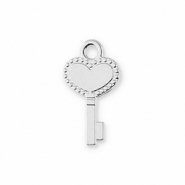 Metaal bedels key with heart Silver