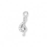 Metaal bedels musical note Silver-transparent