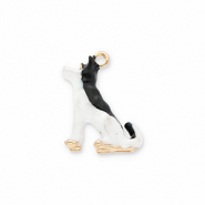Metaal bedels dog Gold-black-white