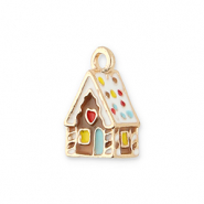 Metaal bedels gingerbread house Gold-multicolour