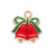 Metaal bedels christmas bells Gold-red-green