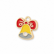 Metaal bedels christmas bell Gold-yellow-red-grey