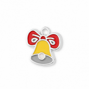 Metaal bedels christmas bell Silver-yellow-red-grey