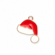 Metaal bedels santa hat Gold-red-white