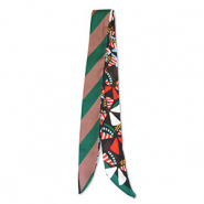 Bandana sjaal flowers / diagonal lines Black-red-green-brown
