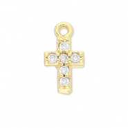 TQ metaal Brass bedels cross Gold-transparent