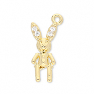 TQ metaal Brass bedels rabbit Gold-transparent