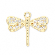TQ metaal Brass bedels dragonfly Gold-transparent