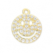 TQ metaal Brass bedels smiley Gold-transparent