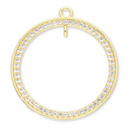 TQ metaal Brass bedels round met oogje Gold-transparent