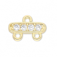 TQ metaal Brass tussenstuk met 2 oogjes Gold-transparent