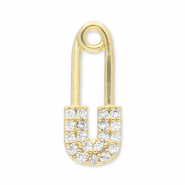 TQ metaal Brass bedels safety pin Gold-transparent