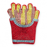 Statement hangers met strass fries Red-yellow-turquoise-rose gold