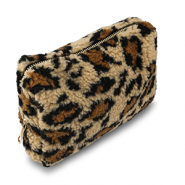 BY31&reg; Etui teddystof with leopard print Light brown-brown-black