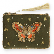 Etui butterfly Dark olive green-gold-orange-blue