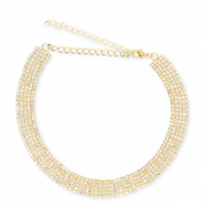 TQ metaal brass choker met strass Gold-crystal