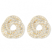 Oorbellen / oorstekers van Eco-brass® metaal met strass Gold-crystal