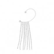Oorbellen van Eco-brass® metaal ear cuff met strass Silver-crystal