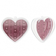 Ornament transparant heart Transparent-berry wine red-light pink