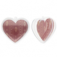 Ornament transparant heart Transparent-port red-beige