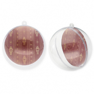 Ornament transparant ball Transparent-port red-beige