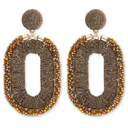 Musthave oorbellen / oorstekers met glaskralen oval Golden brown-AB coating