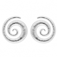 Oorbellen van Stainless steel Roestvrij staal (RVS) oorstekers spiral Silver