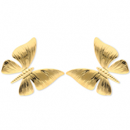 Oorbellen van Stainless steel Roestvrij staal (RVS) oorstekers butterfly Gold