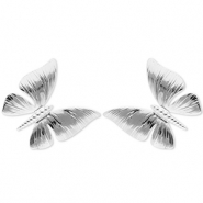 Oorbellen van Stainless steel Roestvrij staal (RVS) oorstekers butterfly Silver