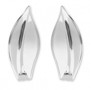 Oorbellen van Stainless steel Roestvrij staal (RVS) oorstekers leaf Silver