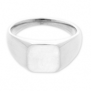 Ringen van Stainless steel Roestvrij staal (RVS) with square Silver