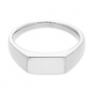 Ringen van Stainless steel Roestvrij staal (RVS) with rectangle Silver